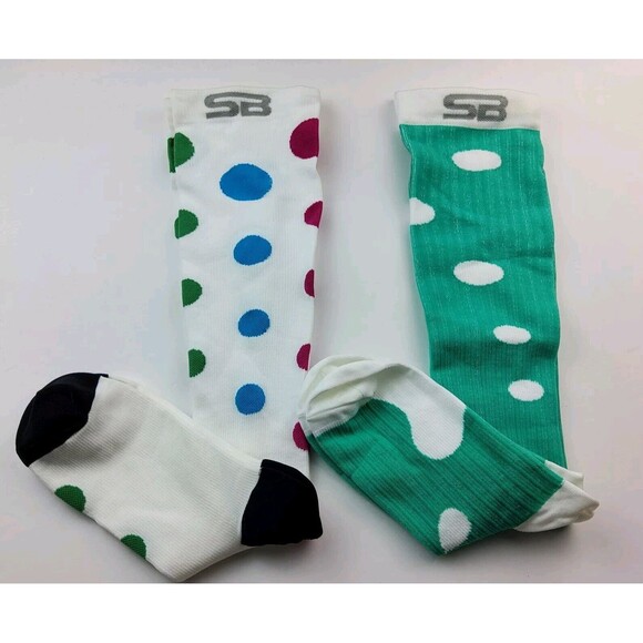 SB SOX Compression Socks Polka Dot Lot Of 2 Pairs Size L/XL - Picture 2 of 3